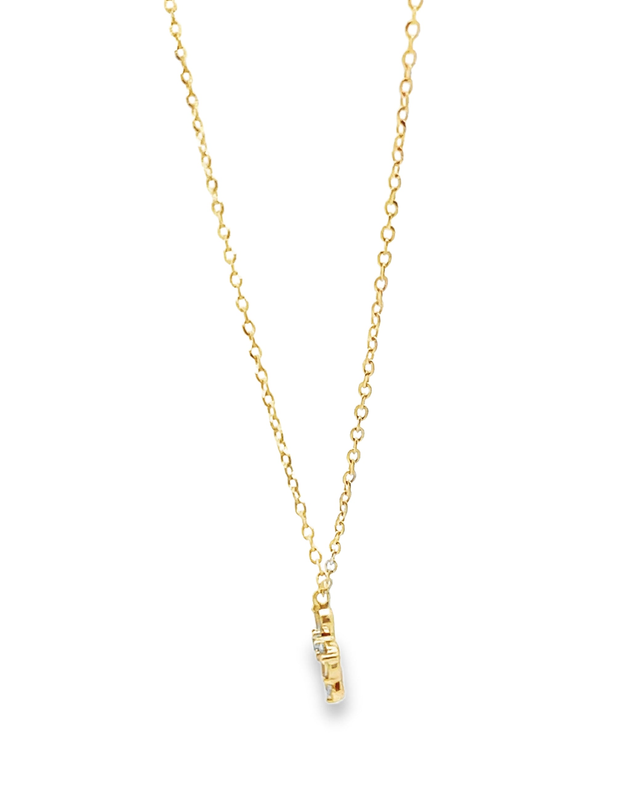 14K Yellow Gold Mini Diamond Cross Necklace