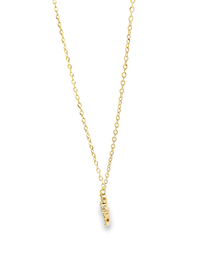 14K Yellow Gold Mini Diamond Cross Necklace