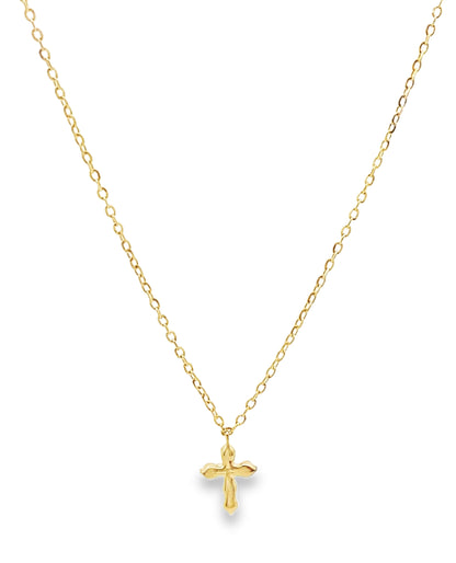 14K Yellow Gold Mini Diamond Cross Necklace