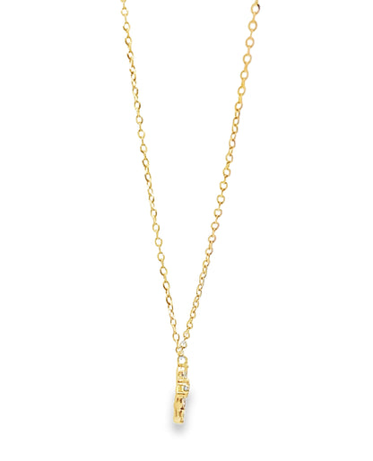 14K Yellow Gold Mini Diamond Cross Necklace