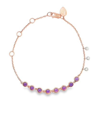 Meira T 1B7478/PA 14K Rose Gold Amethyst Bracelet