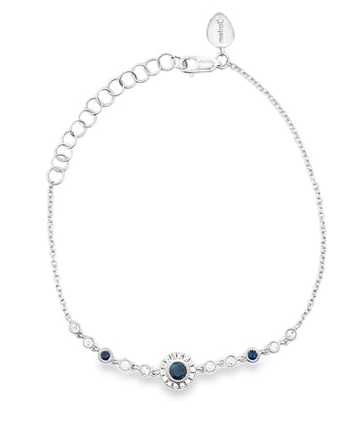 Meira T 14K White Gold Antique Inspired Blue Sapphire Bracelet