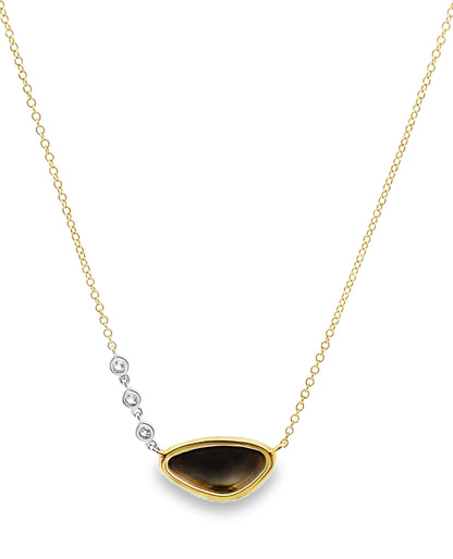 Meira T 14K Yellow Gold Dark Blue Opal with Diamonds