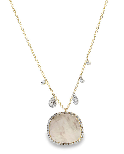 Meira T N14717/YP 14K Yellow Gold Pearl Necklace with Diamonds
