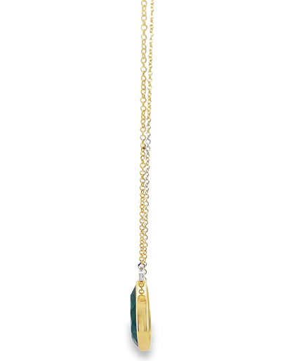 Meira T N13638/YE 14K Yellow Gold Pear-Shaped Emerald Necklace with Diamond