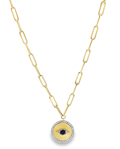 Meira T 14K Yellow Gold Paperclip Chain Evil Eye Necklace