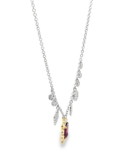 Meira T N16028 14K Two Tone Pink Tourmaline & Diamond Necklace