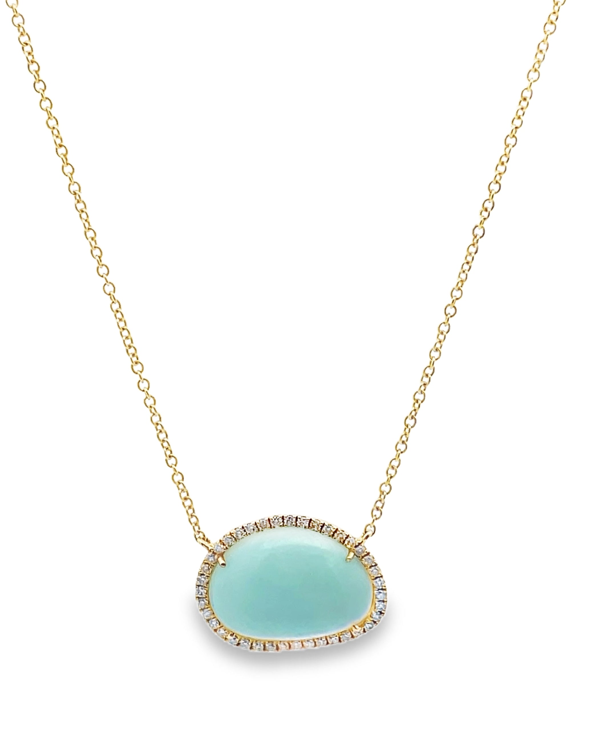 Meira T 14K Yellow Gold Blue Opal Necklace with Diamonds