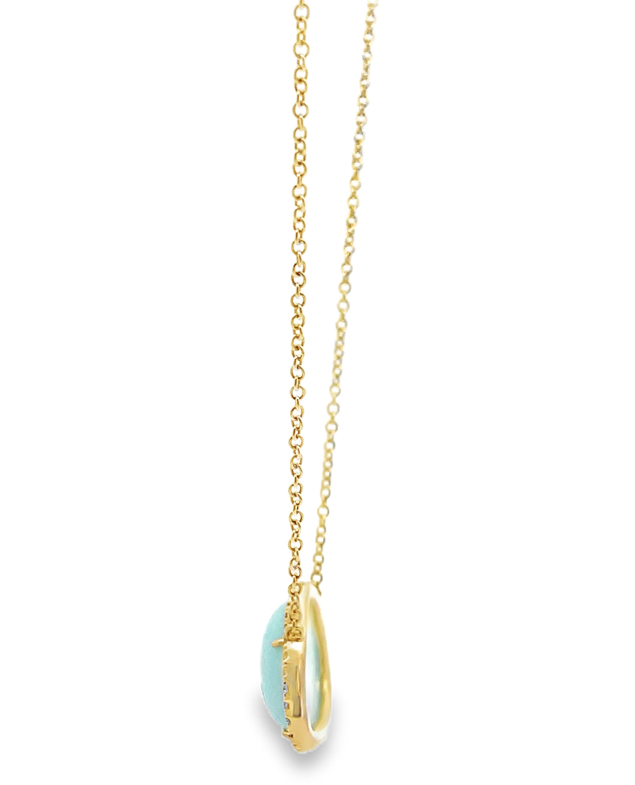 Meira T 14K Yellow Gold Blue Opal Necklace with Diamonds