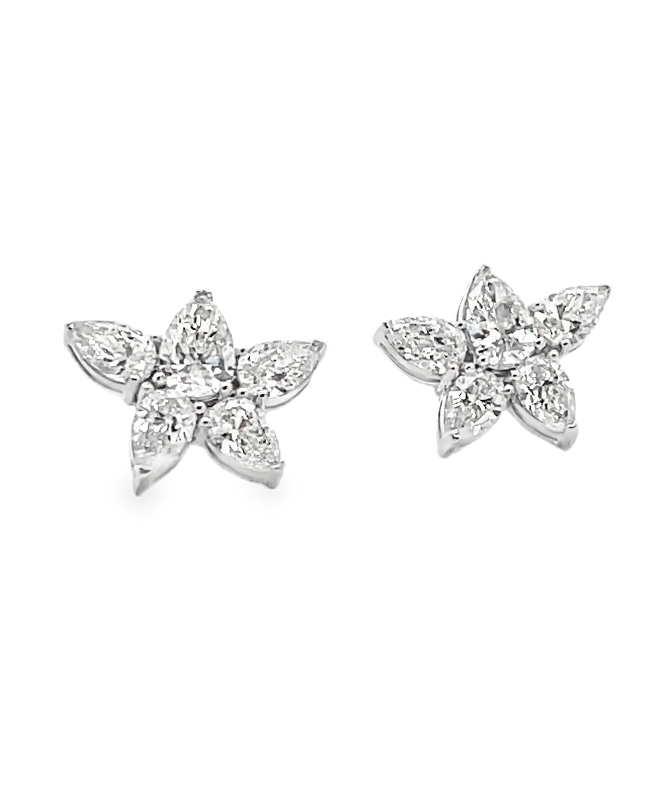 14K White Gold Lab Grown Diamond Flower Earrings