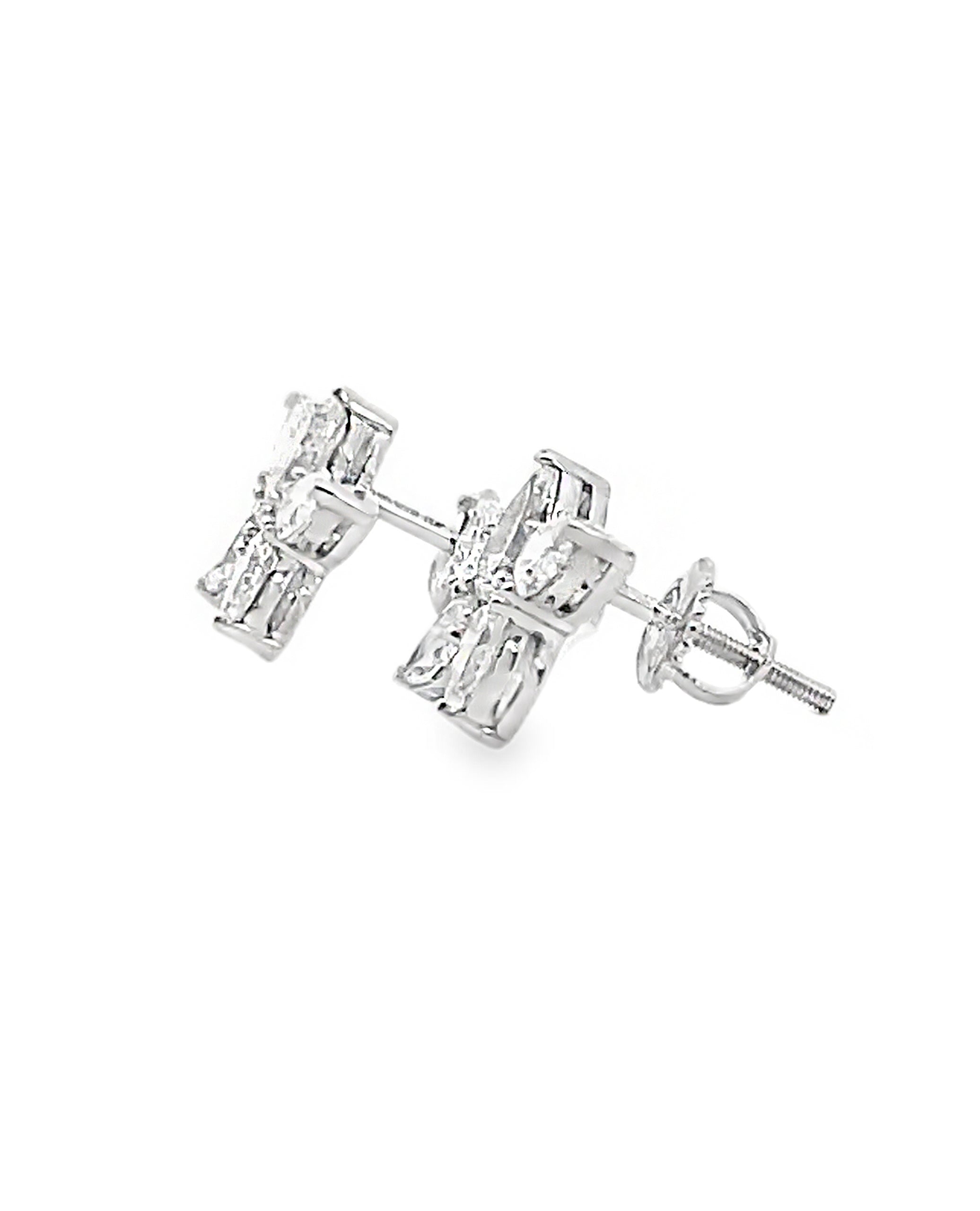 14K White Gold Lab Grown Diamond Flower Earrings
