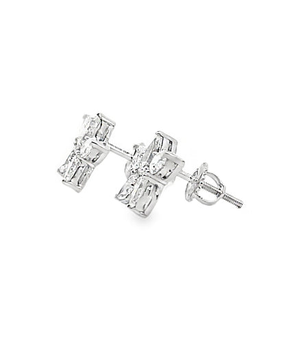 14K White Gold Lab Grown Diamond Flower Earrings