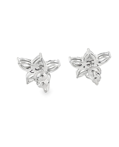 14K White Gold Lab Grown Diamond Flower Earrings