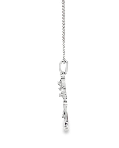 14K White Gold Diamond Cross Necklace