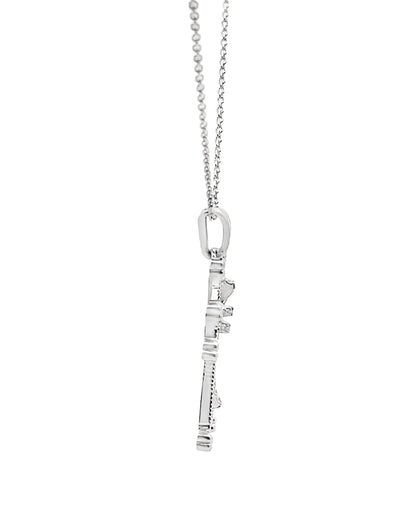 14K White Gold Diamond Cross Necklace