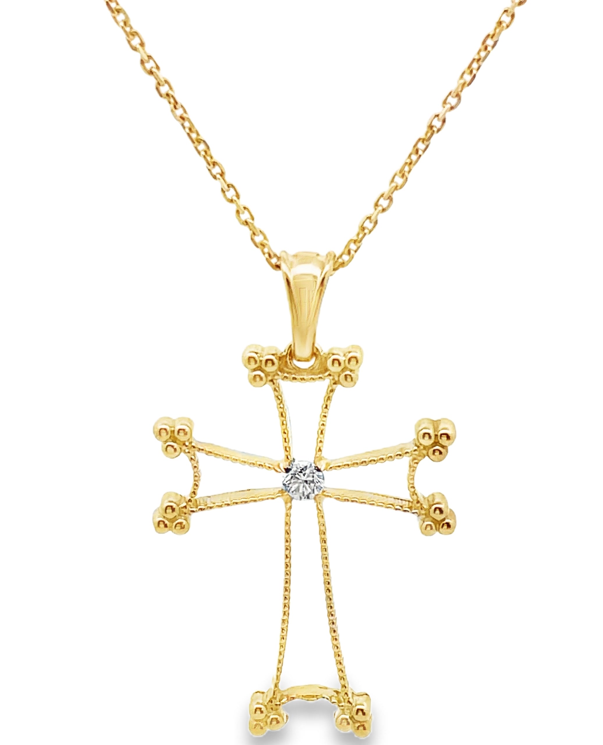 14K Yellow Gold Cross with Diamond