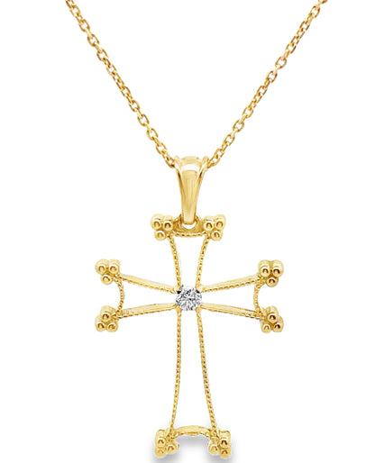 14K Yellow Gold Cross with Diamond