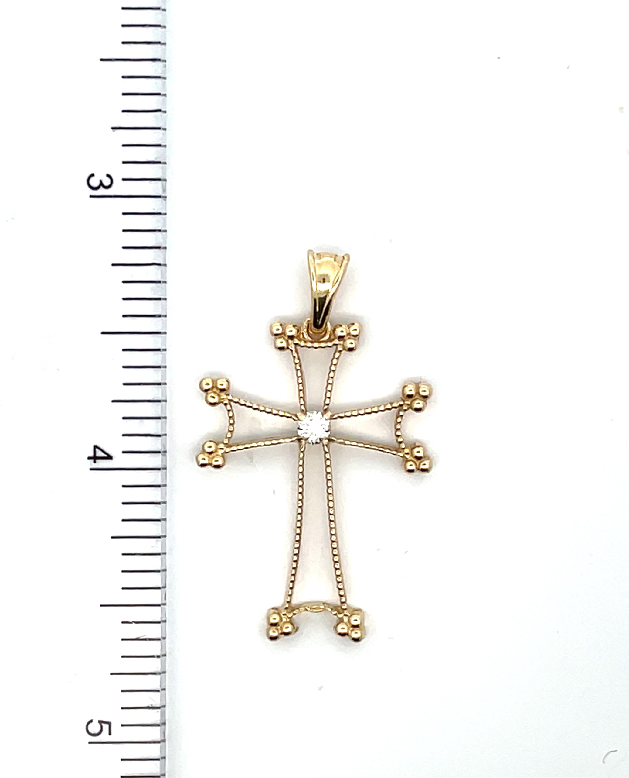 14K Yellow Gold Cross with 0.14 Carat Diamonds