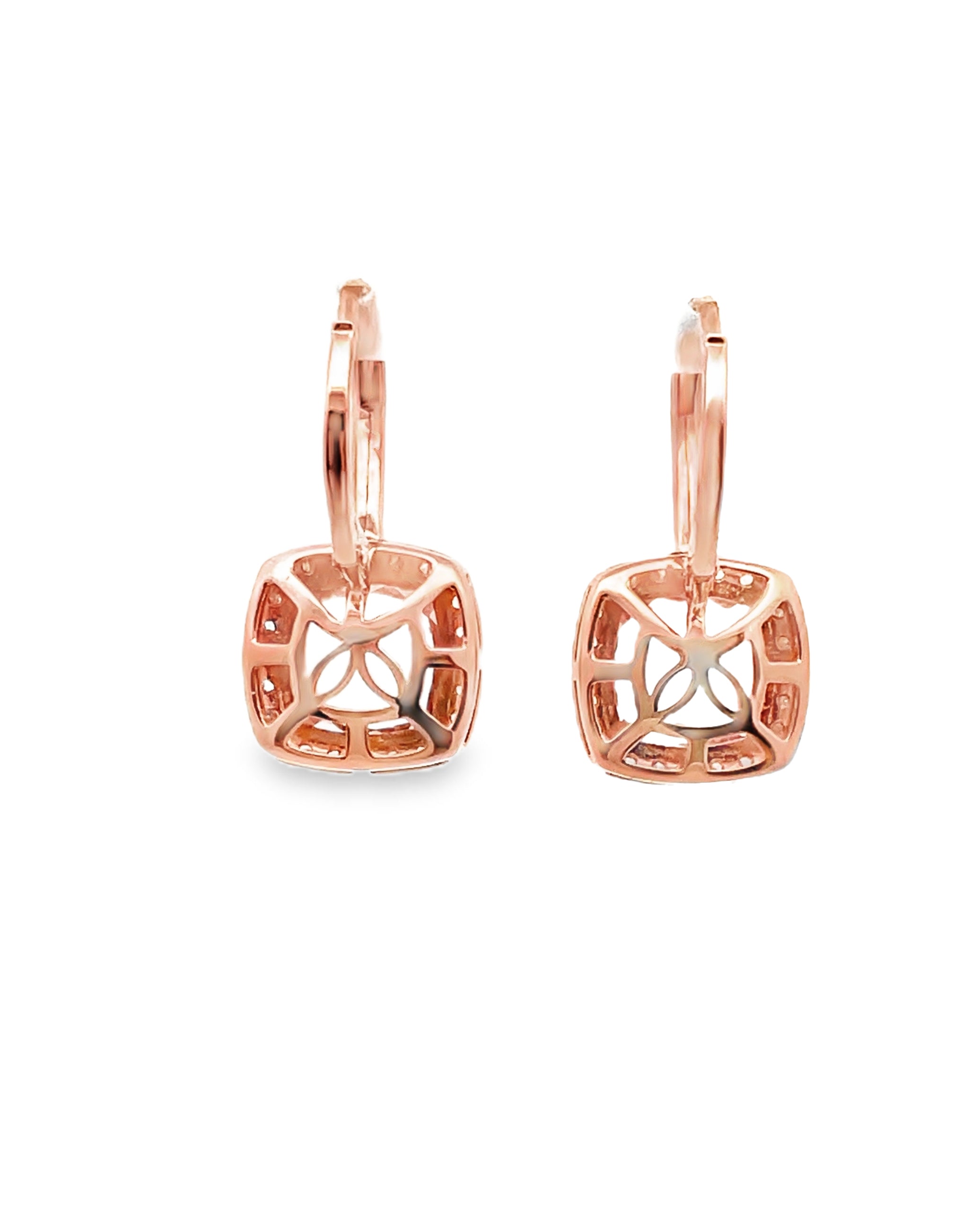 14K Rose Gold Morganite and Diamond Drop Earrings