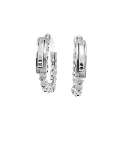 14K White Gold Diamond Hoop Earrings
