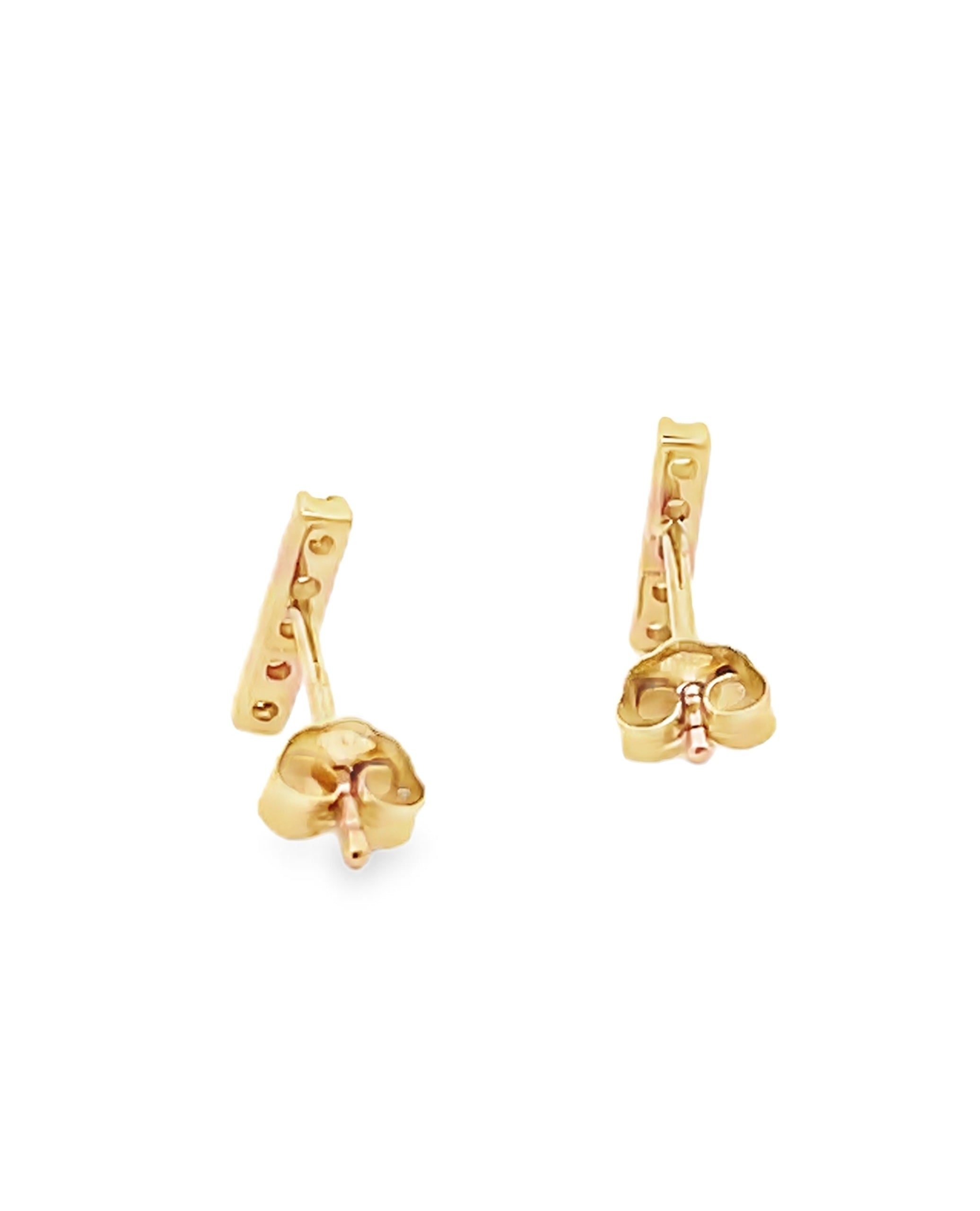 14K Yellow Gold Diamond Bar Earrings