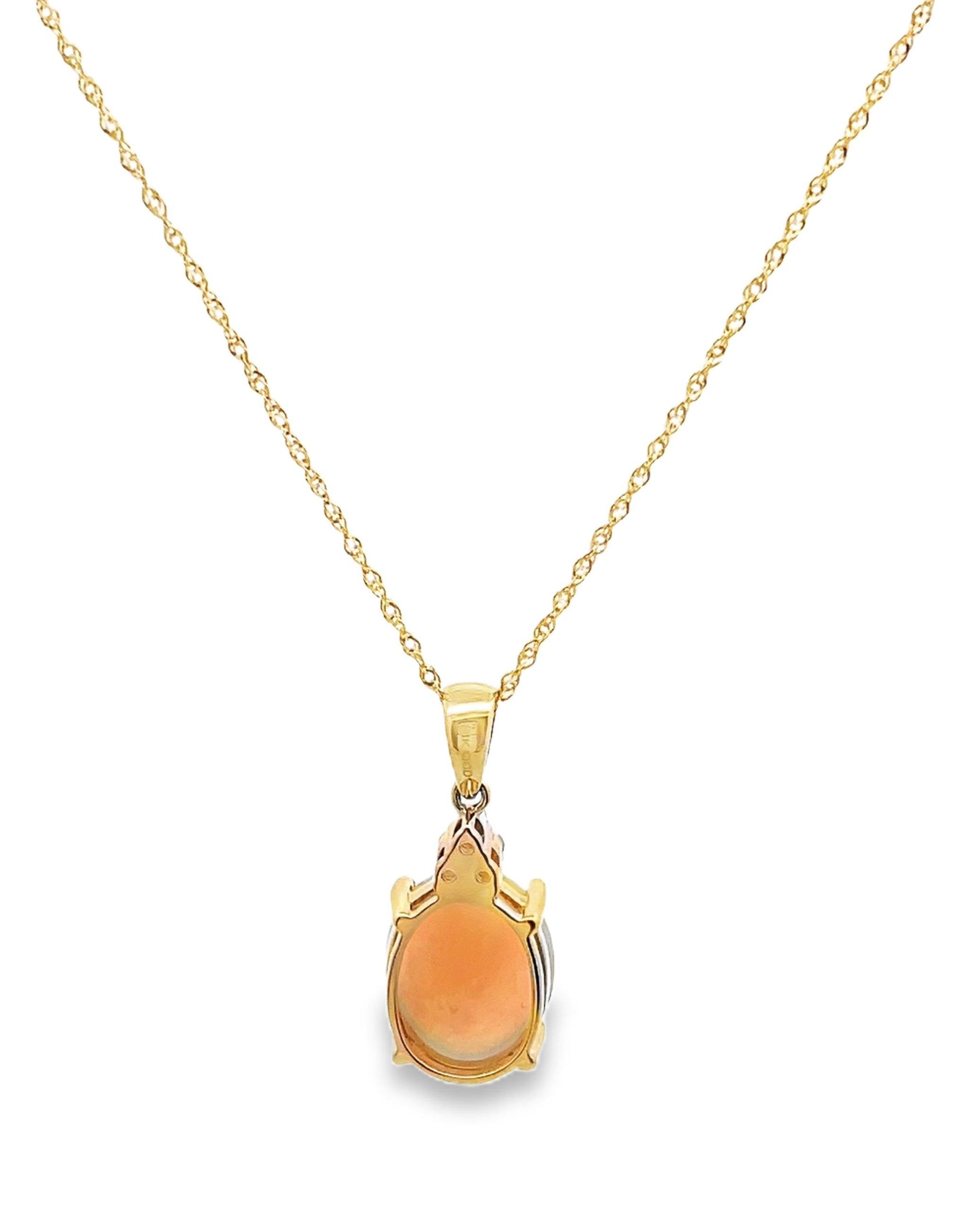 14K Yellow Gold Opal & Diamond Necklace