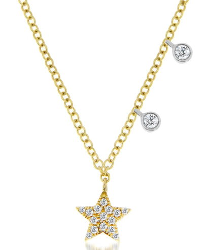 Meira T N11774/TY 14K Yellow Gold Diamond Star Necklace