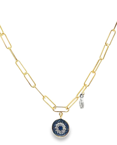 Meira T N13062/YB 14K Yellow Gold Paperclip Chain Evil Eye Necklace