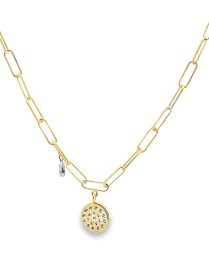 Meira T N13062/YB 14K Yellow Gold Paperclip Chain Evil Eye Necklace