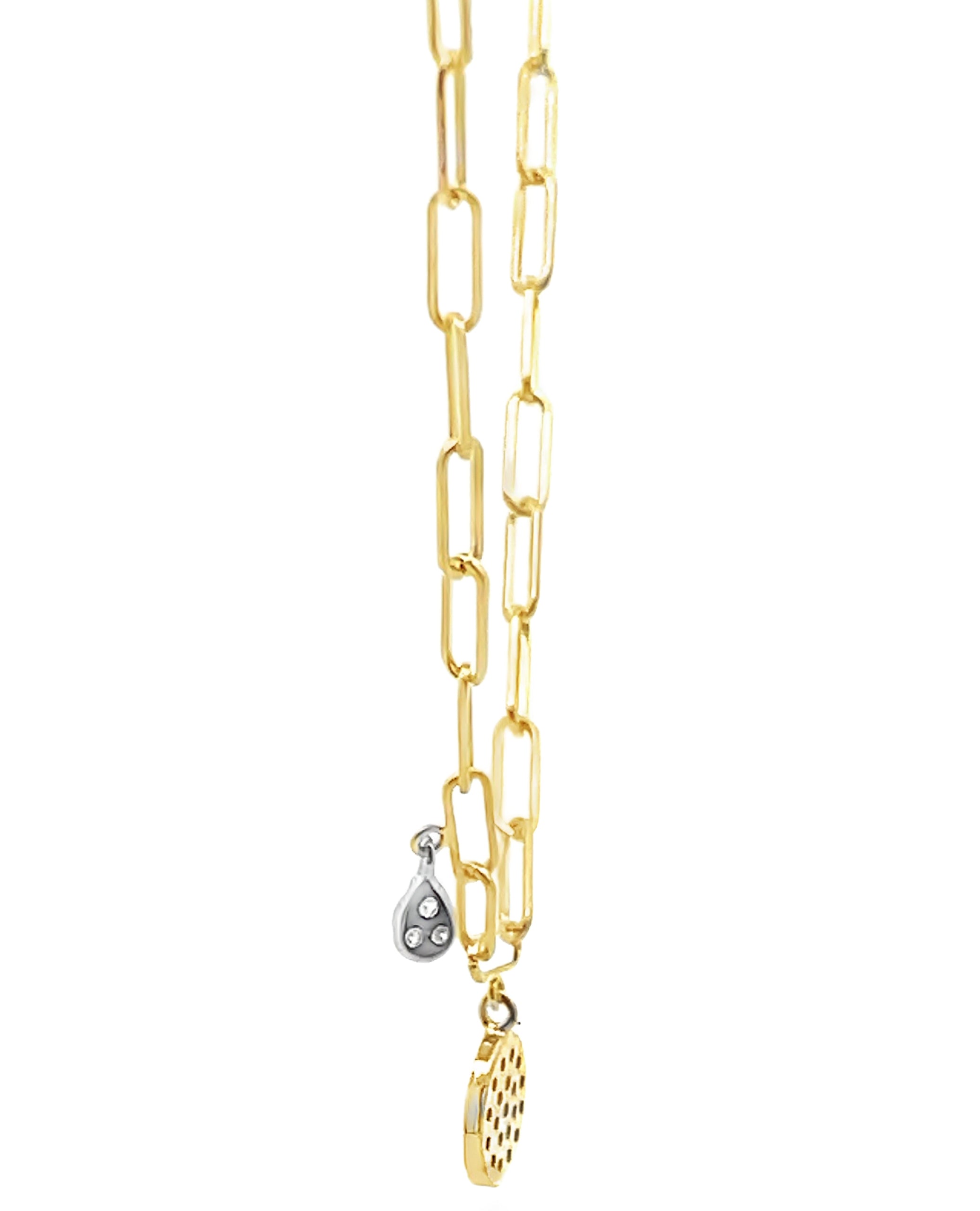 Meira T N13062/YB 14K Yellow Gold Paperclip Chain Evil Eye Necklace