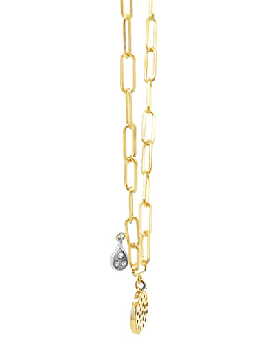 Meira T N13062/YB 14K Yellow Gold Paperclip Chain Evil Eye Necklace