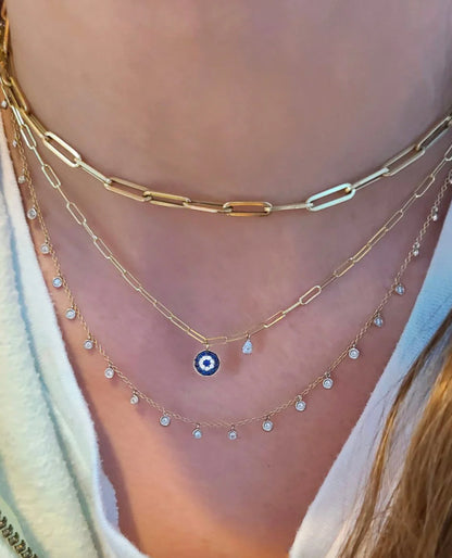 Meira T N13062/YB 14K Yellow Gold Paperclip Chain Evil Eye Necklace