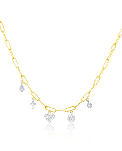 Meira T. 14K Yellow Gold Mini Heart & Cross Charm Necklace with Diamonds