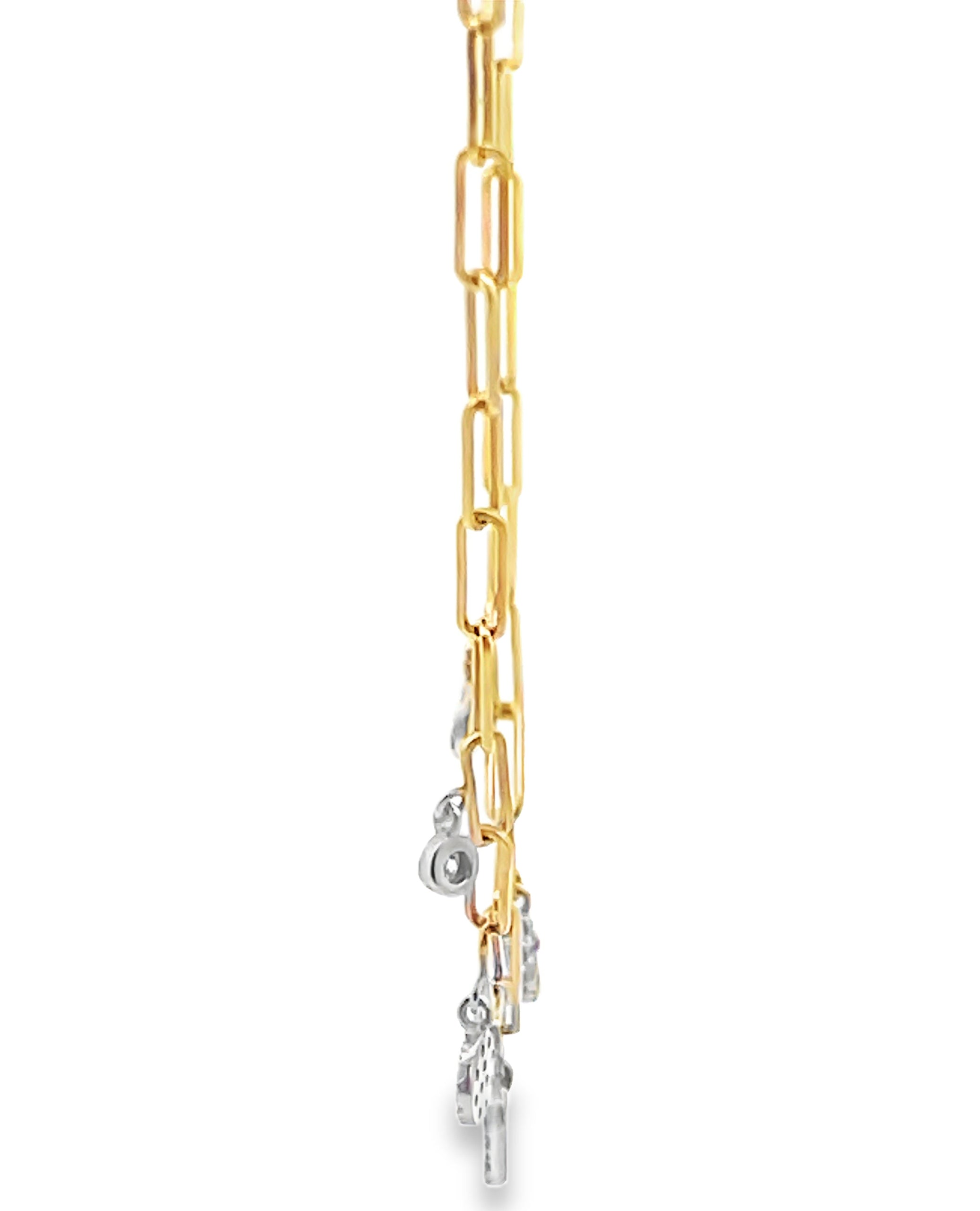 Meira T N14540/TY 14K Yellow Gold Mini Heart & Cross Charm Necklace with Diamonds