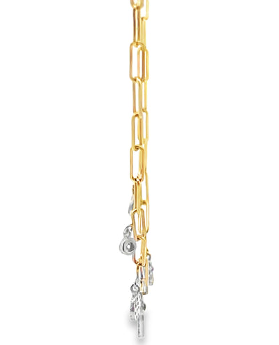 Meira T N14540/TY 14K Yellow Gold Mini Heart & Cross Charm Necklace with Diamonds