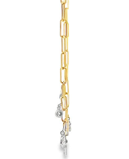 Meira T N14540/TY 14K Yellow Gold Mini Heart & Cross Charm Necklace with Diamonds