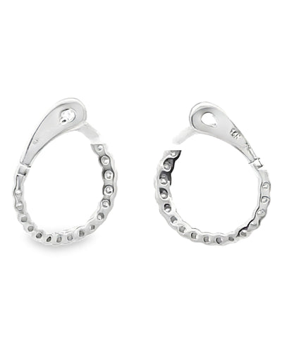 Allison Kaufman 14K White Gold Diamond Hoop Earrings 0.50 Carats