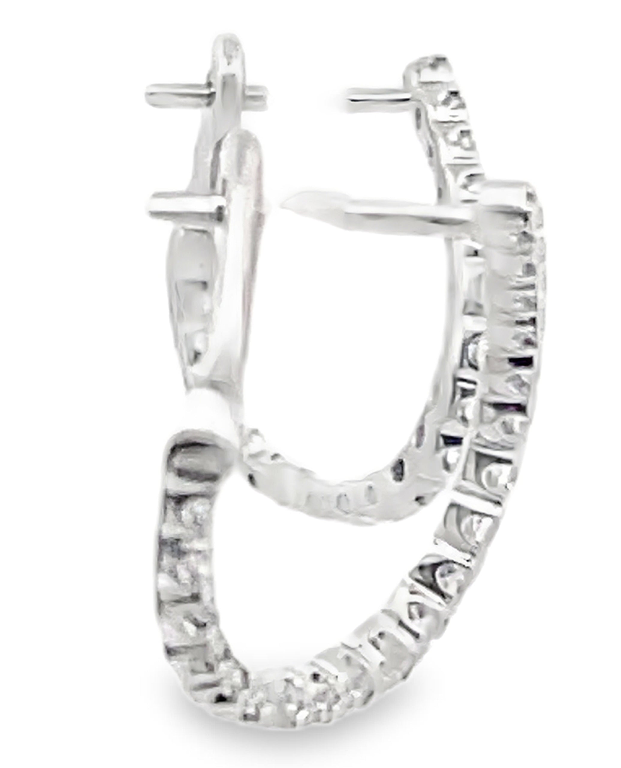 Allison Kaufman 14K White Gold Diamond Hoop Earrings
