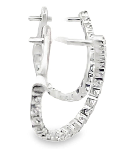 Allison Kaufman 14K White Gold Diamond Hoop Earrings 0.50 Carats