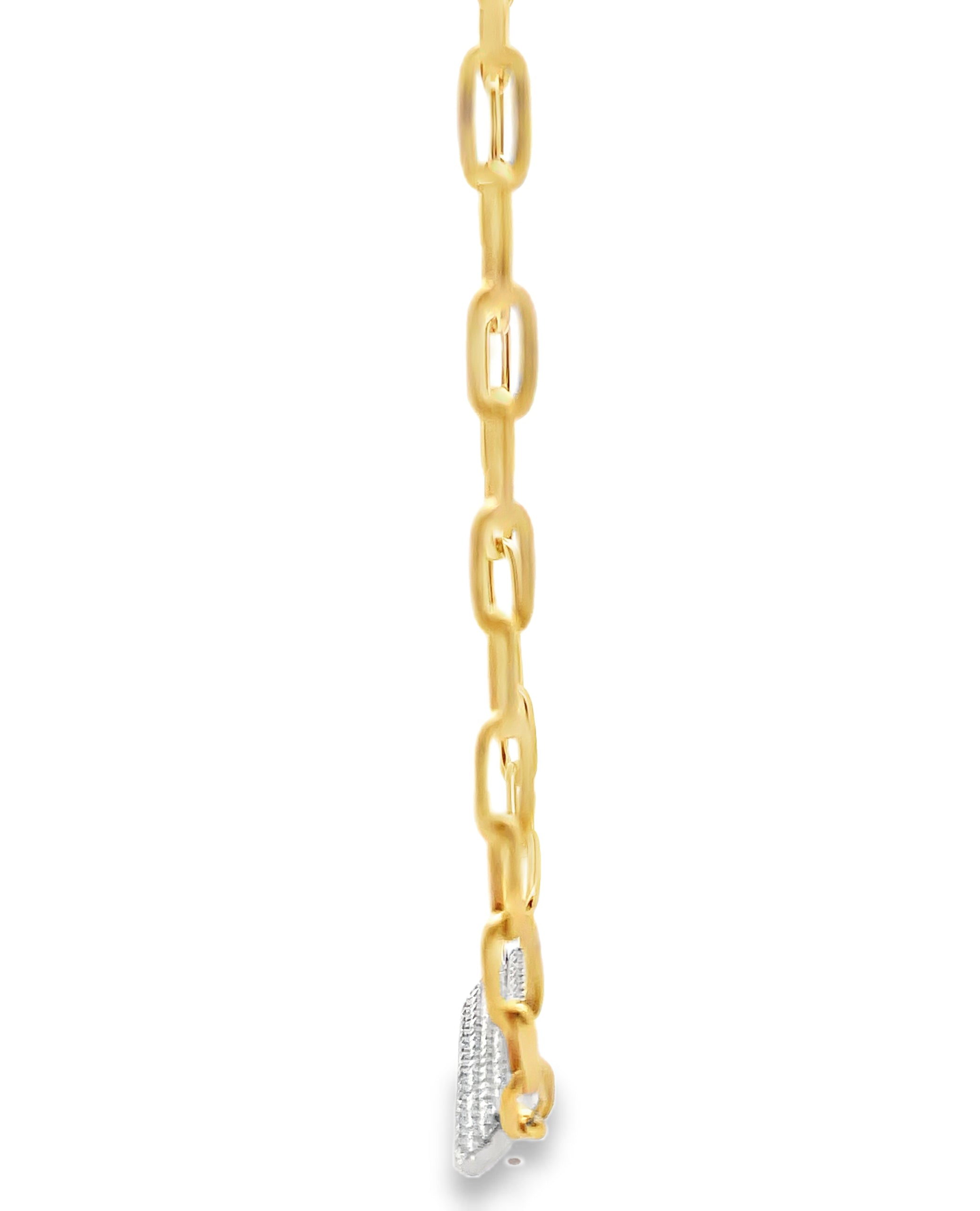 14K Yellow Gold Rounded Paperclip Chain & Diamond Bar Necklace