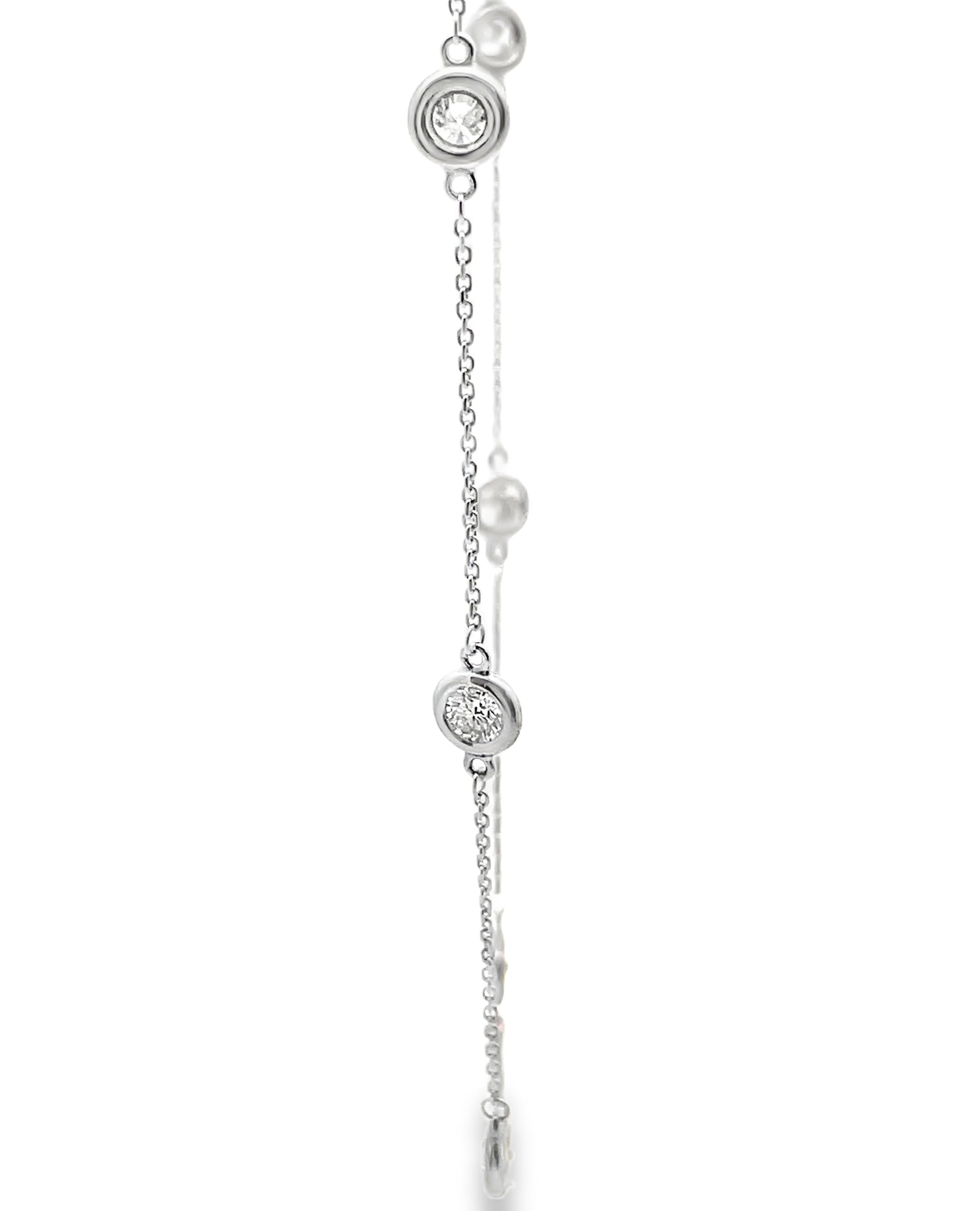 14K White Gold Diamonds By The Yard Necklace