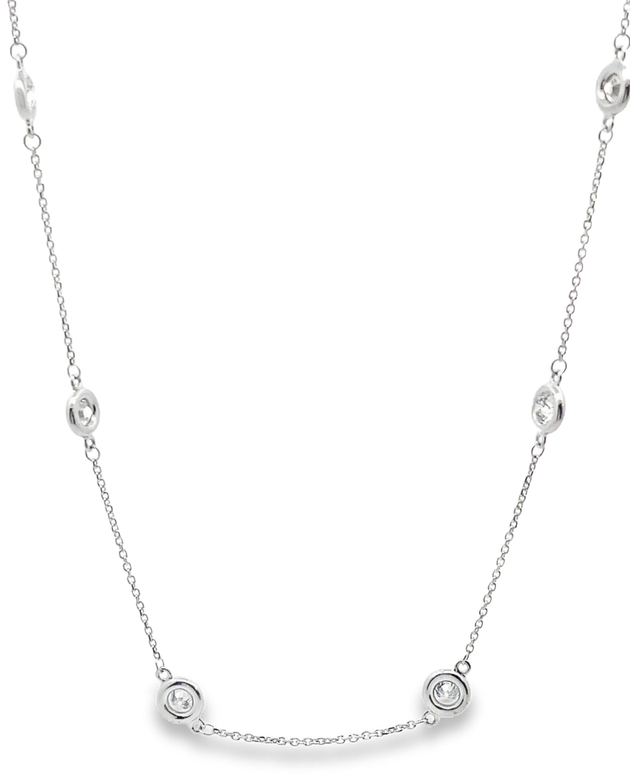 14K White Gold Diamonds By The Yard Necklace