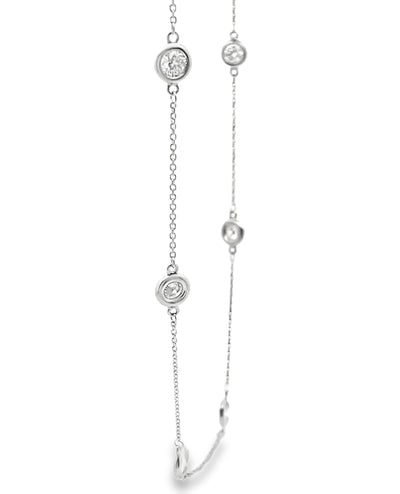 14K White Gold Diamonds By The Yard Necklace