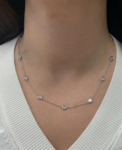 14K White Gold Diamonds By The Yard Necklace