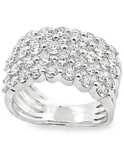 14K White Gold Multi Row Diamond Ring 2.26 Carats
