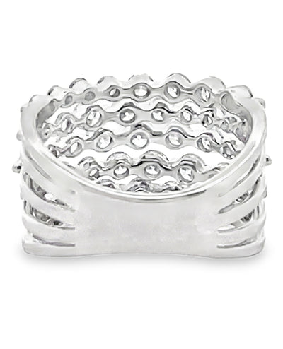 14K White Gold Multi Row Diamond Ring 2.26 Carats
