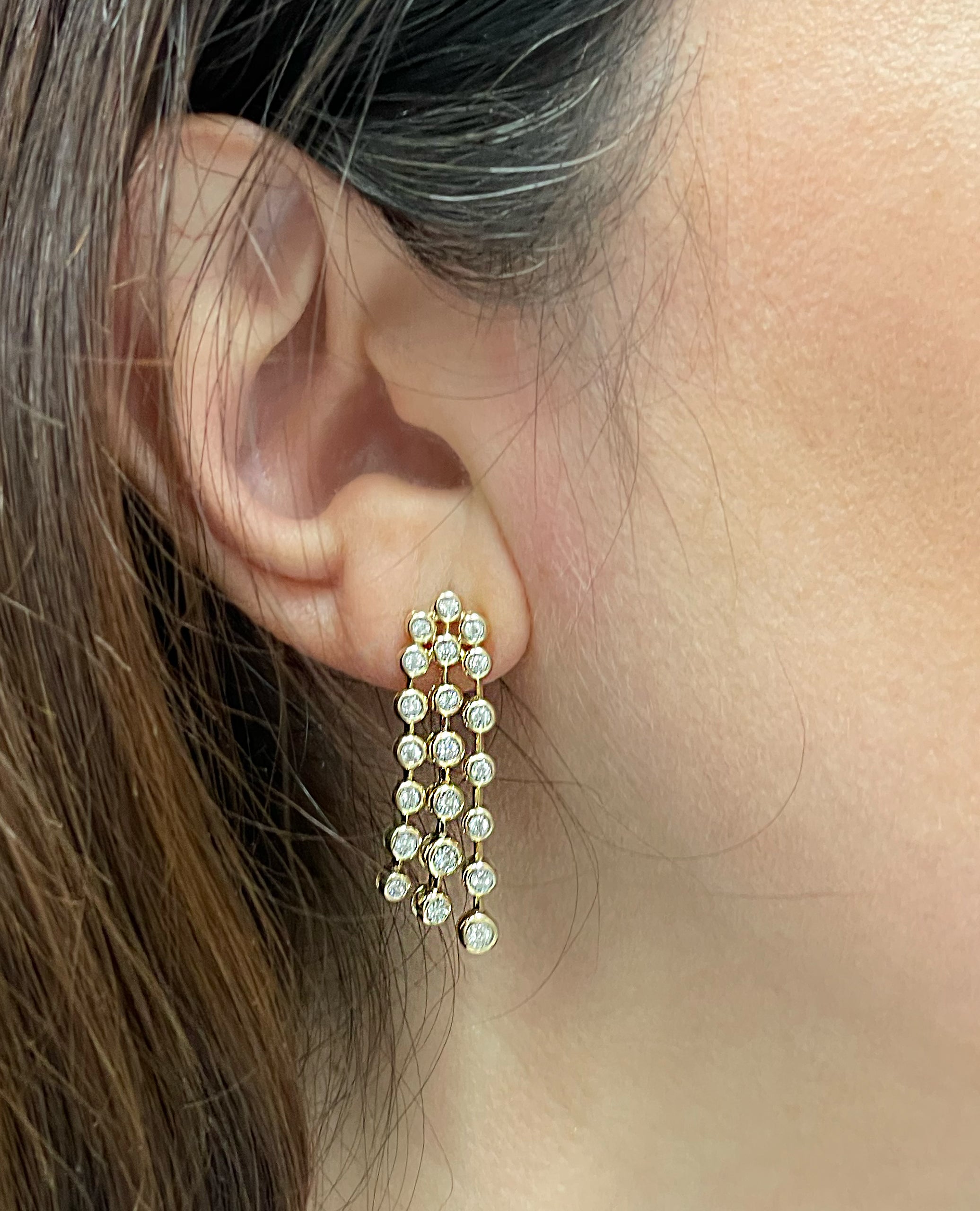 14K Yellow Gold Cascading Dangle Earrings