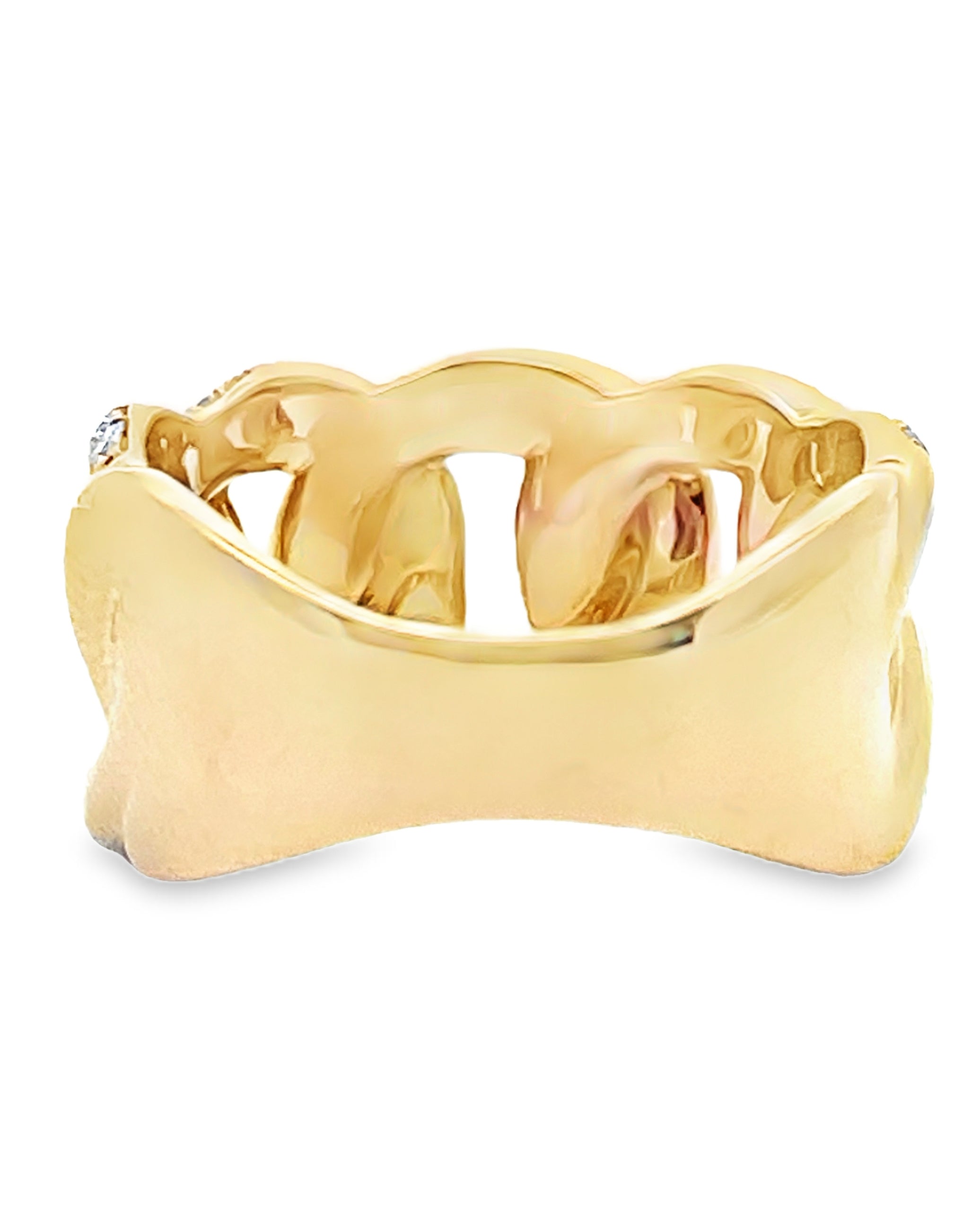 14K Yellow Gold Diamond Chain Link Ring