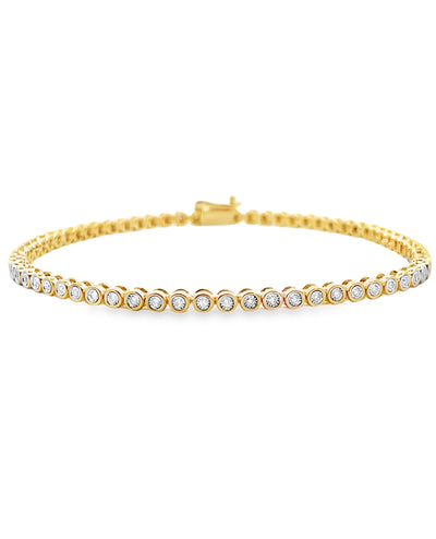 14K Yellow Gold Illusion Set Tennis Bracelet with Diamonds 0.32 Carats