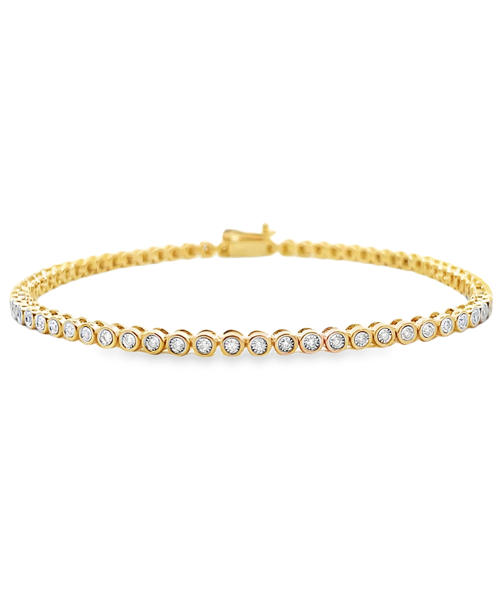 14K Yellow Gold Illusion Set Tennis Bracelet